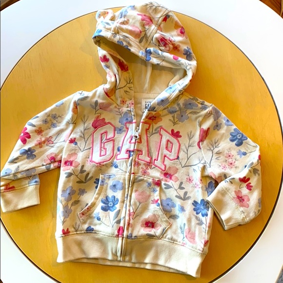 GAP Shirts & Tops Baby Gap Baby Bear Floral Gap Logo Zip Hoodie